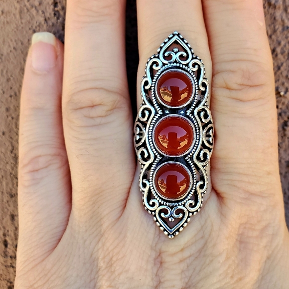 New Stunning Carnelian 925 Silver Statement Ring. - Picture 9 of 15